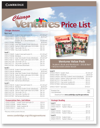 Cambridge University Press Ventures price list front